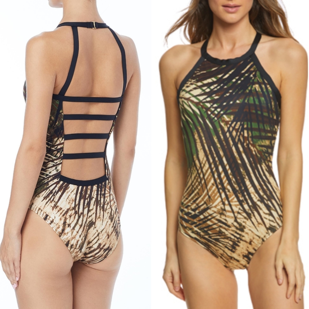 Carmen Marc Valvo Palm Ladder Back One piece swim